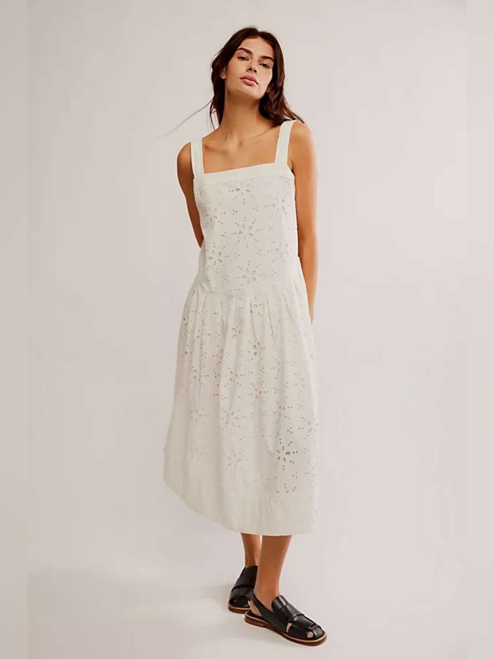 NWT Free People $168 Primavera Eyelet Midi Dress White Size Medium